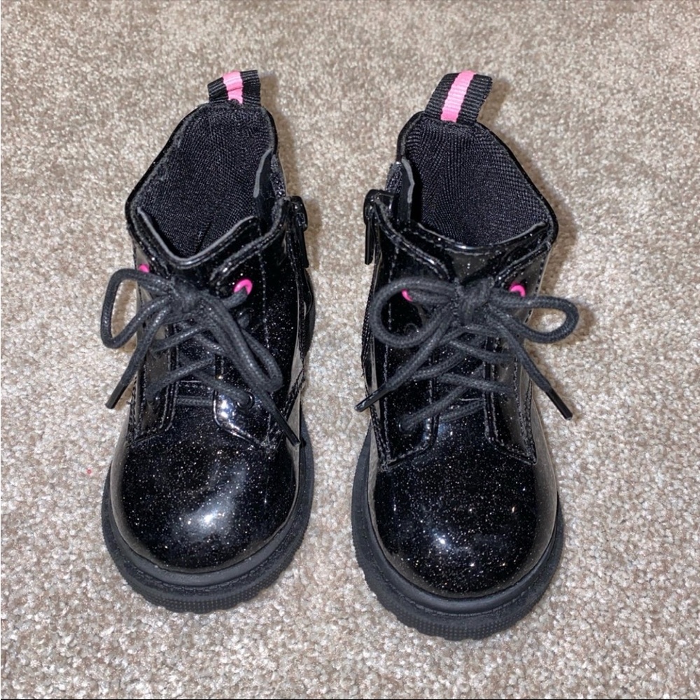 Wonder nation Black Glitter Moto Boot Toddler Size 5
